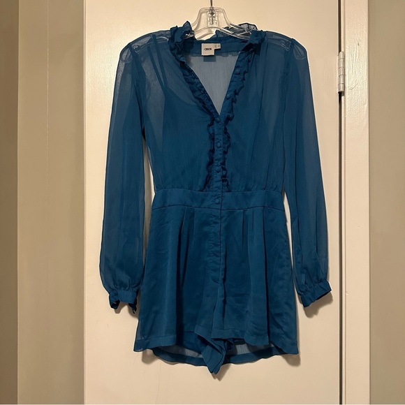 ASOS teal short romper sheer under layer size 4 - Picture 1 of 9